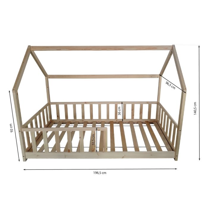 cabane lit 90x190 avec barrière