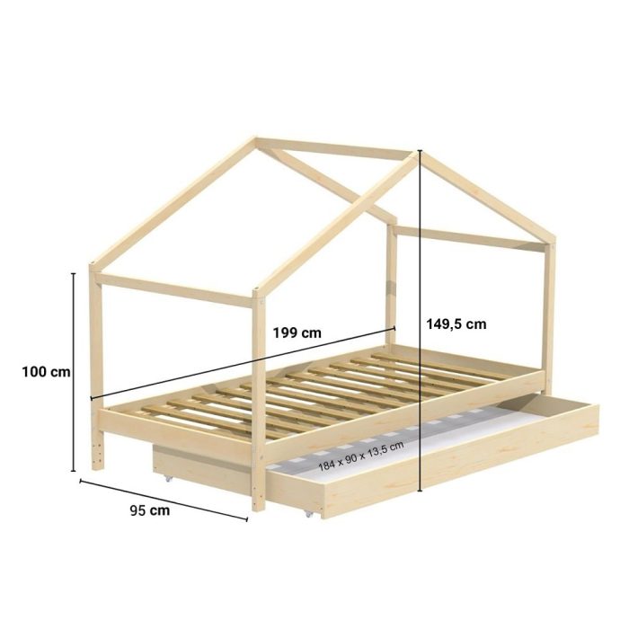 cabane lit 90x190 avec tiroir