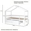 cabane lit avec rangement 90x190 blanc