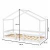 cabane lit bas avec barrière 90x190 blanc