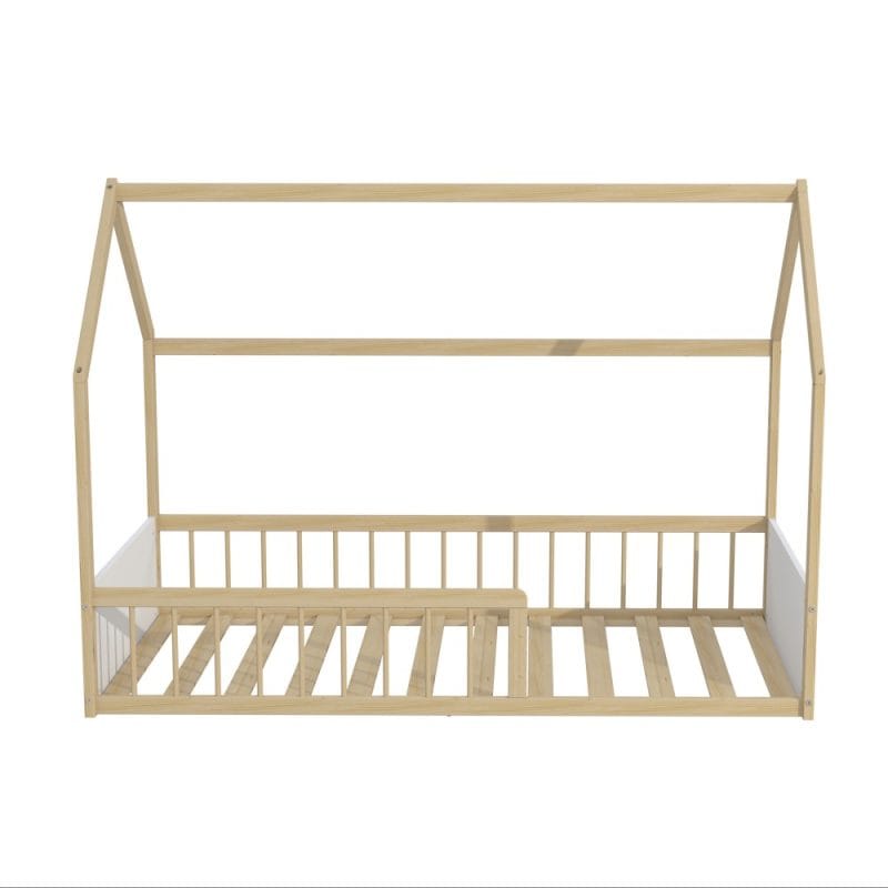 cabane lit bois et blanc 90x190