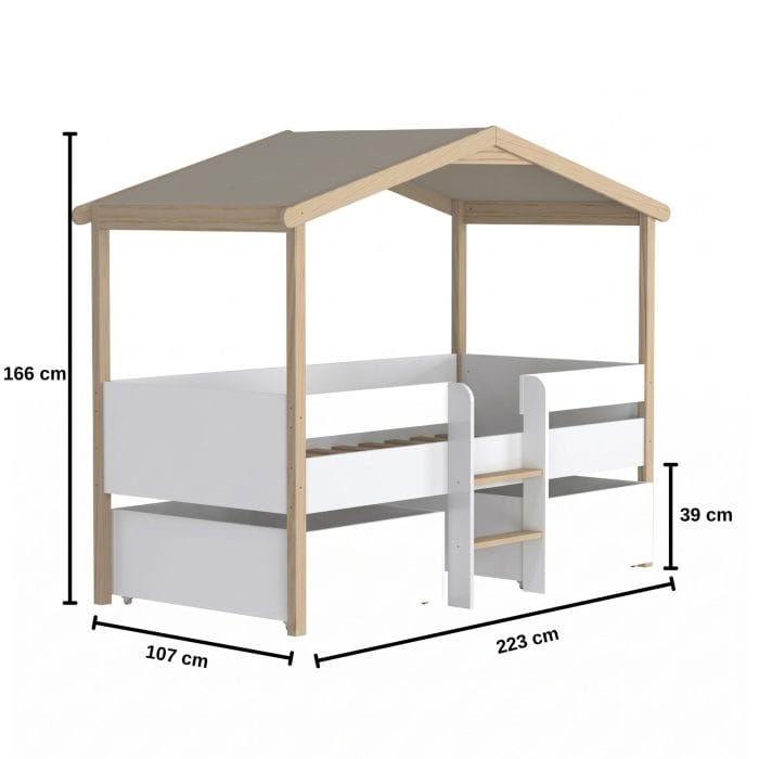 cabane lit enfant 90x200 avec tiroirs