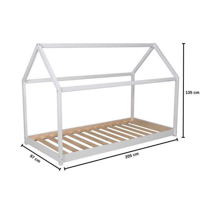 cabane lit enfant montessori 90x200 blanc