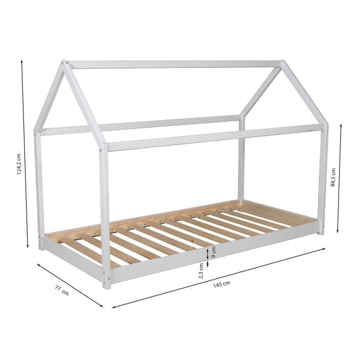 cabane lit enfant montessori blanc 70x140