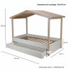 cabane lit toit tissu 90x190