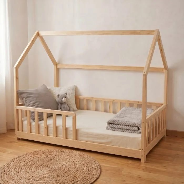 Lit Cabane 90x200 avec barrière