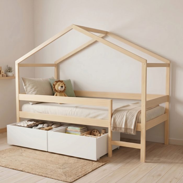 lit cabane 90×190 avec rangement
