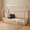 lit cabane bois et blanc 90x190