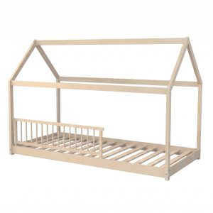 lit cabane enfant 90x190 avec barrière amovible