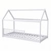 lit cabane enfant 90x190 avec barrière amovible blanc