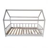 lit cabane enfant 90x190 avec barrière blanc