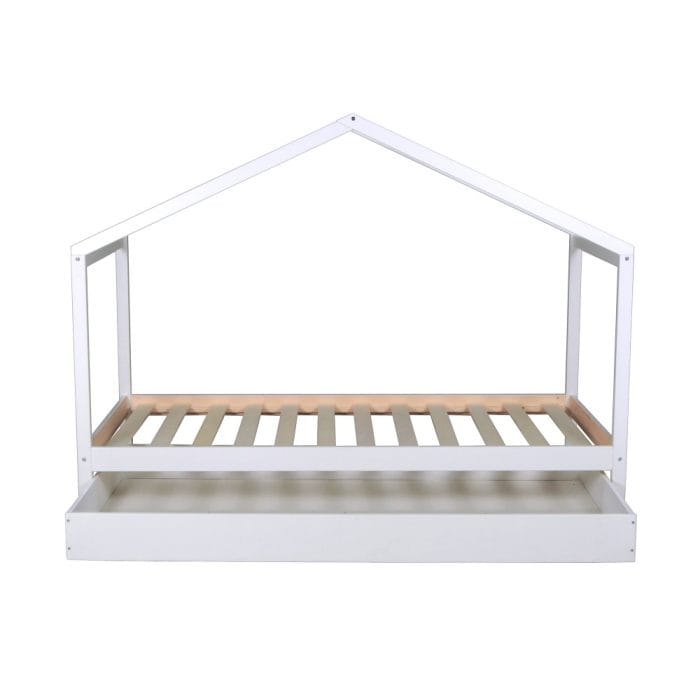 lit cabane enfant 90x190 avec tiroir blanc