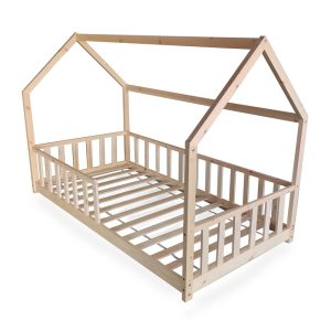 lit cabane enfant 90x200 avec barrière
