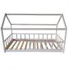 lit cabane enfant 90x200 avec barrière blanc