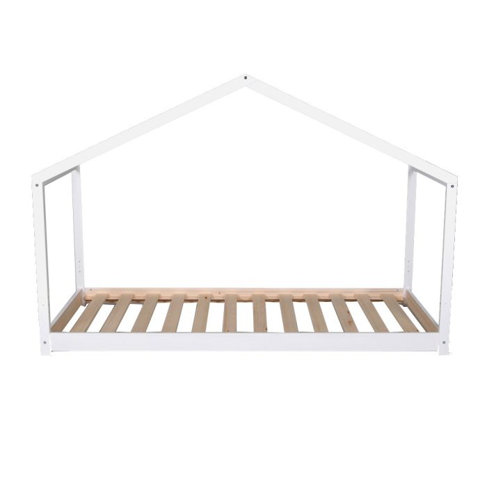 lit cabane enfant au sol 90x190 blanc