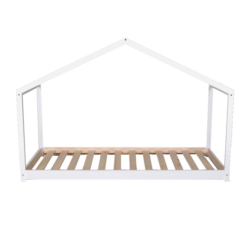 lit cabane enfant au sol 90x190 blanc