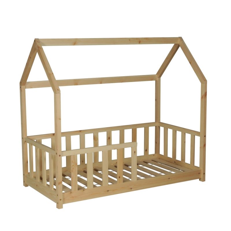 lit cabane enfant avec barrière 70x140