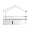 lit cabane enfant avec rangement 90x190 blanc