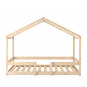lit cabane enfant bas avec barrière 90x190