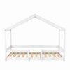 lit cabane enfant bas avec barrière 90x190 blanc