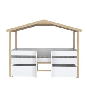 lit cabane enfant mi-hauteur avec rangement