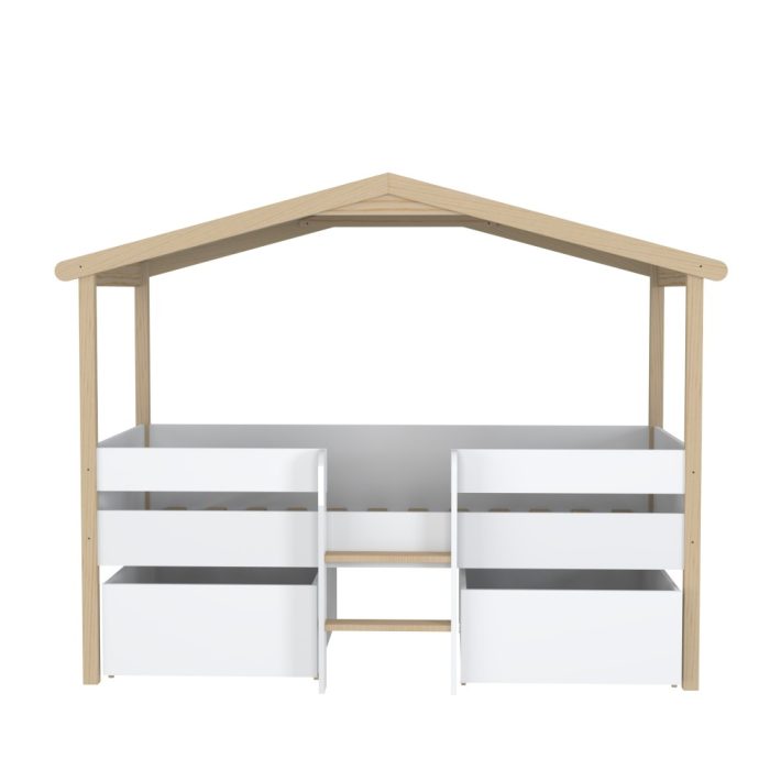 lit cabane enfant mi-hauteur avec rangement