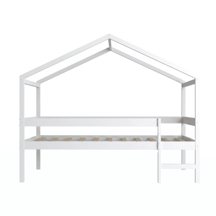 lit cabane enfant surélevé 90x190 blanc