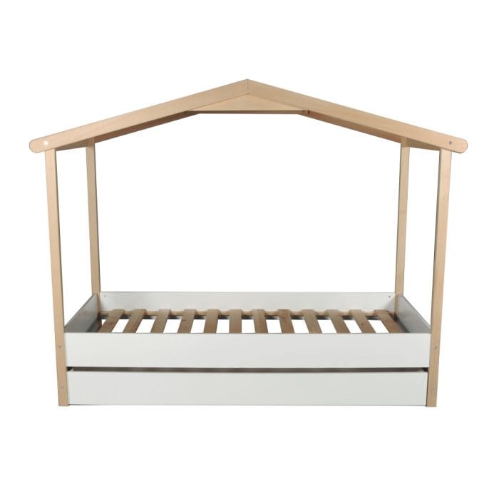 lit cabane enfant toit tissu 90x190