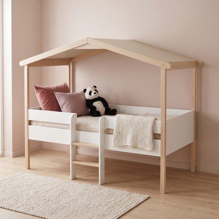 lit cabane mi-hauteur 90x190