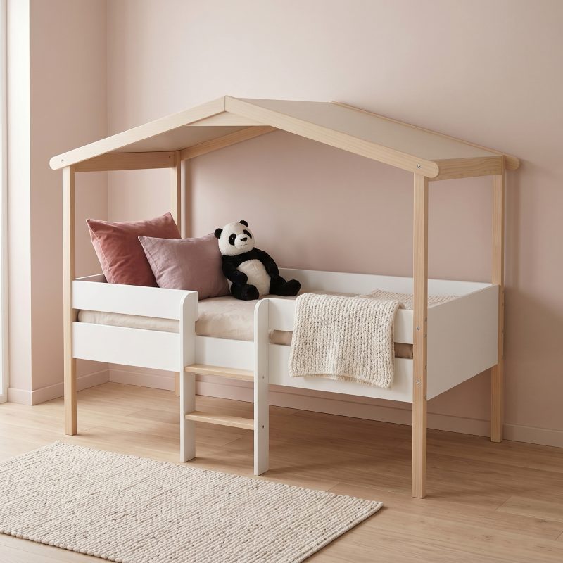 lit cabane mi-hauteur 90x190