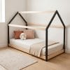 lit cabane montessori 90x190 noir et bois