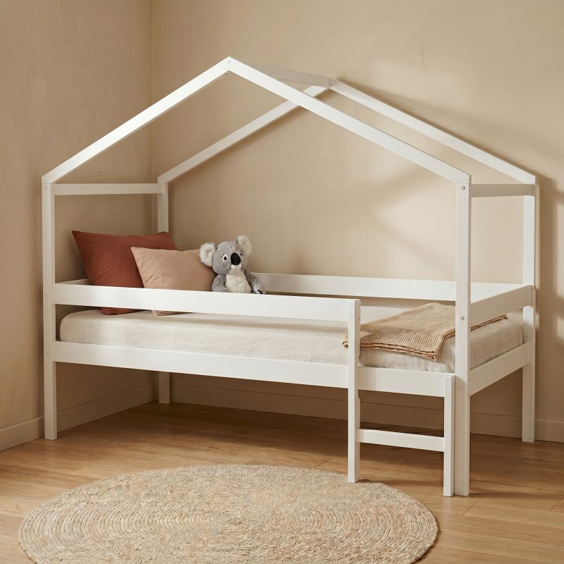 lit cabane surélevé 90x190 blanc