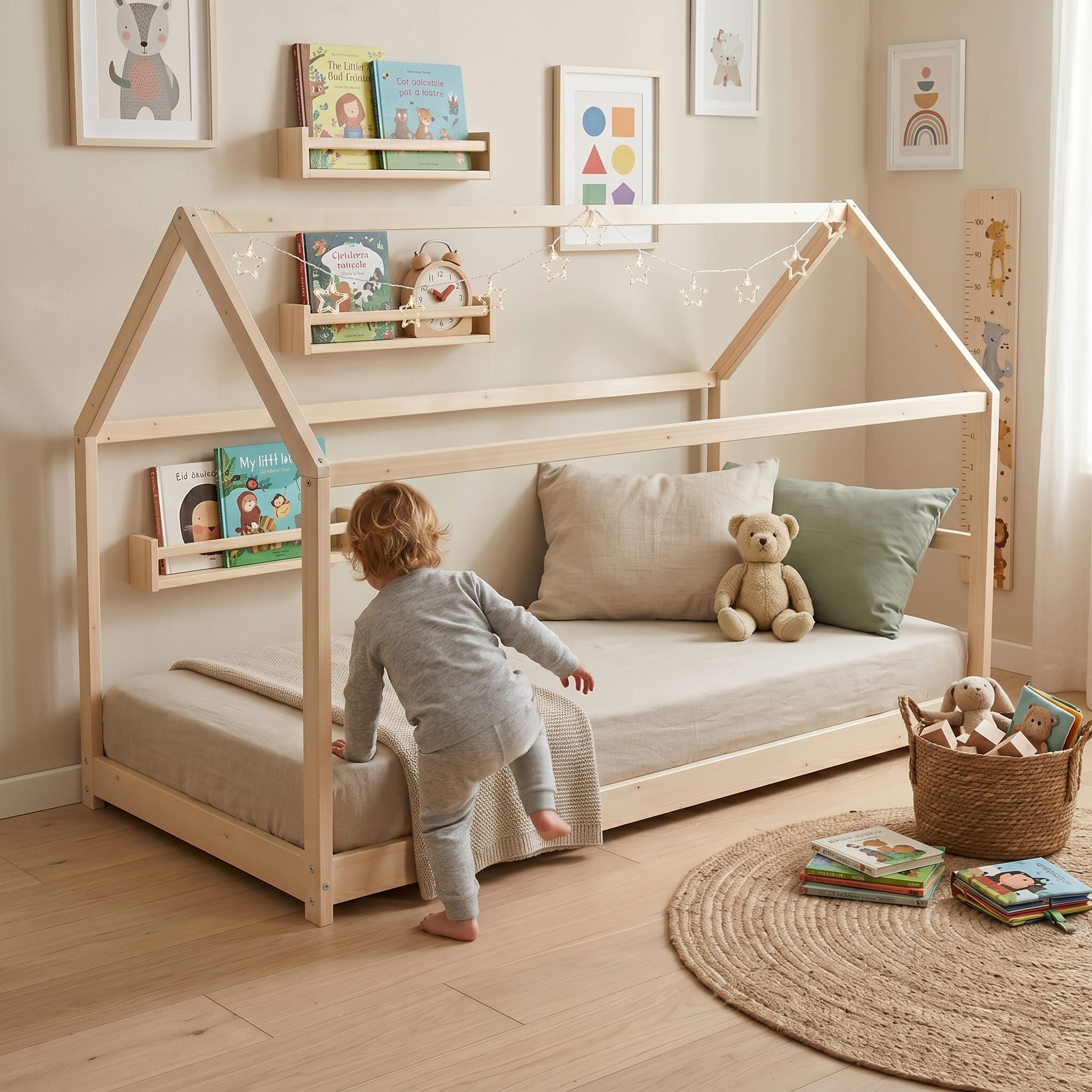 Enfant autonome dans son lit cabane